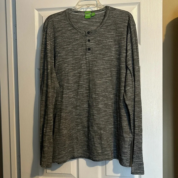 Hugo Boss men’s gray slim fit gray long sleeve Henley t-shirt size XXL - Picture 1 of 9